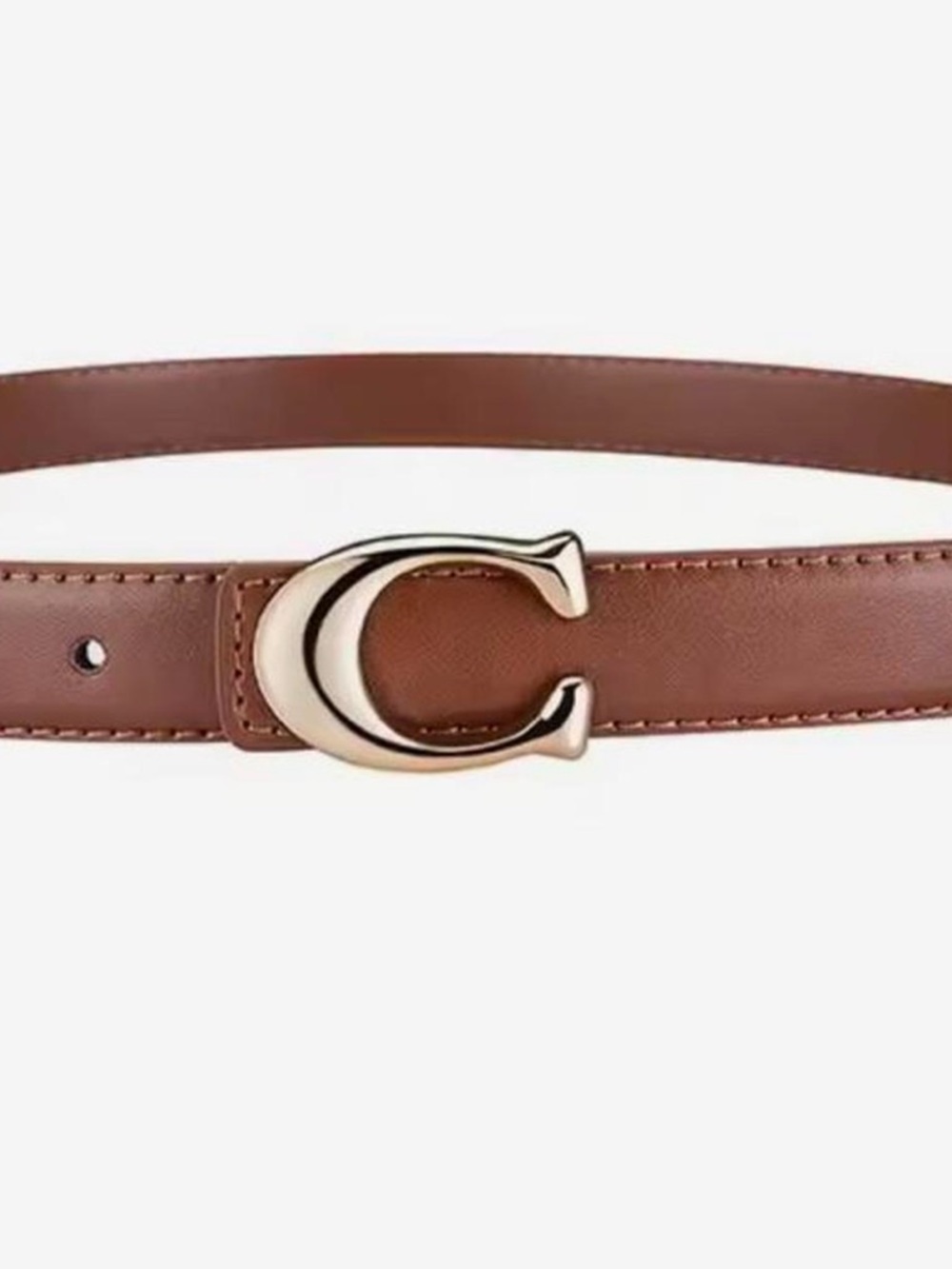 Brown eco Leather Belt with Gold 'C' Buckle
